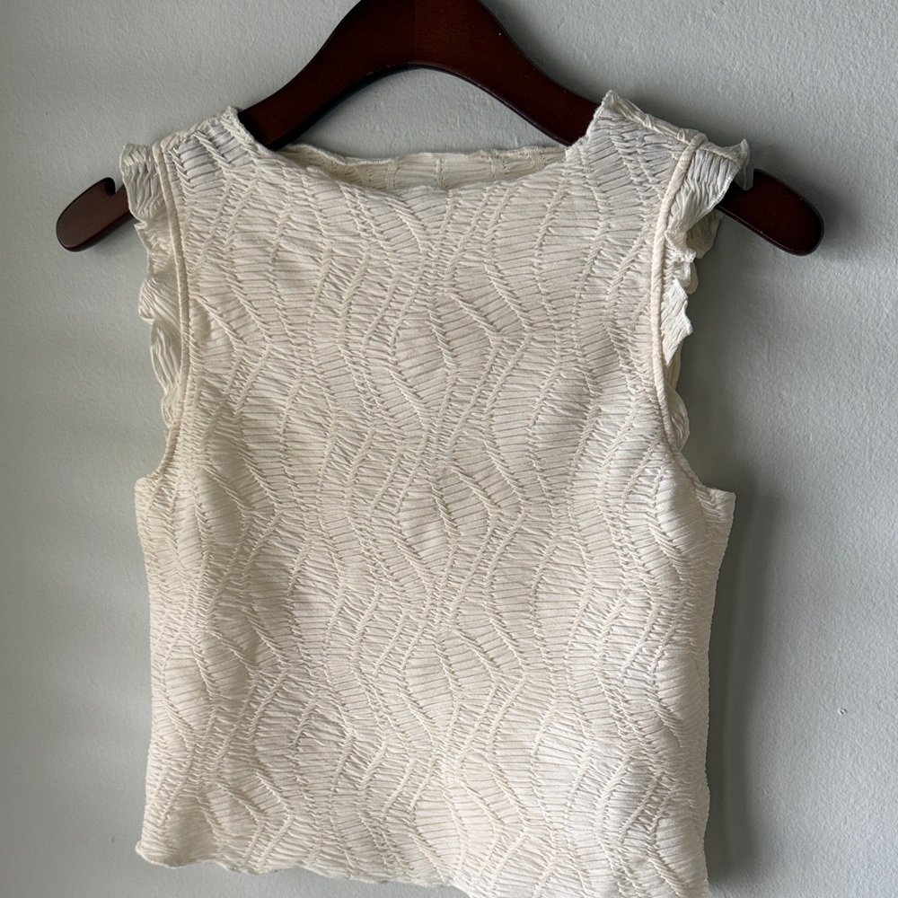 Future Collective all over pleats design cream layering shell sleeveless top